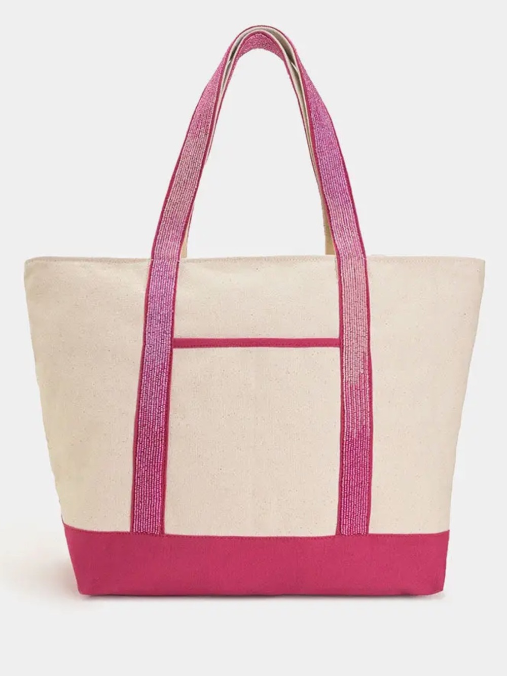 America & Beyond Embroidered Beach Tote Bag Coastal Pink NWT - Picture 4 of 7